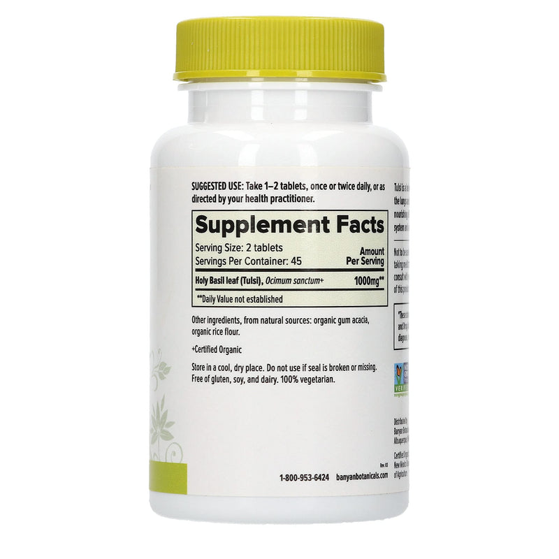 [Australia] - Banyan Botanicals Organic Tulsi, Holy Basil Tablets 90 ct - Adaptogen Supplement Promotes Optimal Function of The Lungs, Heart, & Digestion. Supports Stress Relief and Healthy Inflammatory Response** 