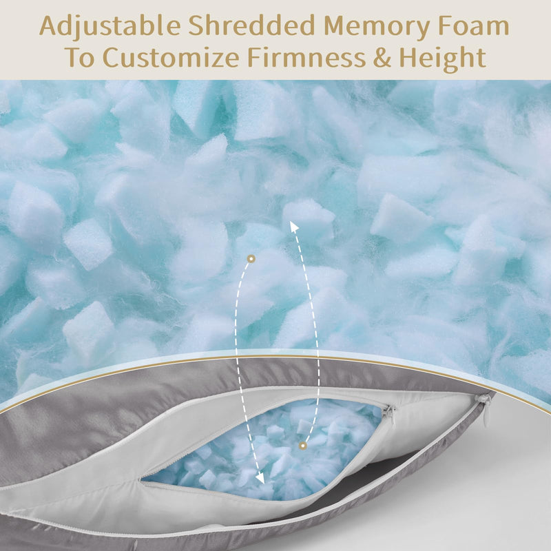 [Australia] - Piercing Pillow - Ear Piercing Pillow With Foam Plug, Adjust Shredded Memory Foam Picrcing Pillow For Side Sleepers, Donut Pillow For Ear With 4x4'' Hole, Ergonomic Curved Design, Silver Grey 16x11x4in 