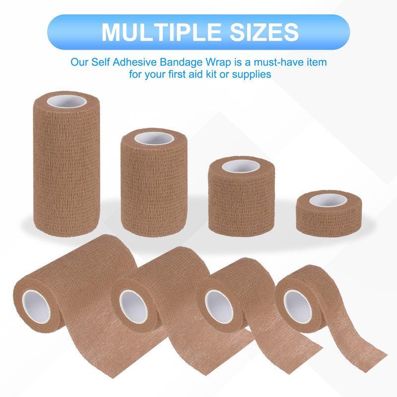 [Australia] - PATIKIL 1"/2"/3"/4" Self Adhesive Bandage Wrap, 24 Pcs 5 Yard Elastic Self Breathable Self Adherent Wrap Tape for Stretch Athletic Sports Wrist Ankle Outdoor Tape, Dark Skin 