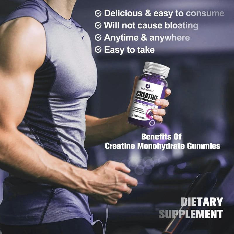 Creatine Gummies - 4000mg Creatine with Calcium, Magnesium & Potassium, Strength, Endurance & Muscle Growth Supplement (60 Gummies)