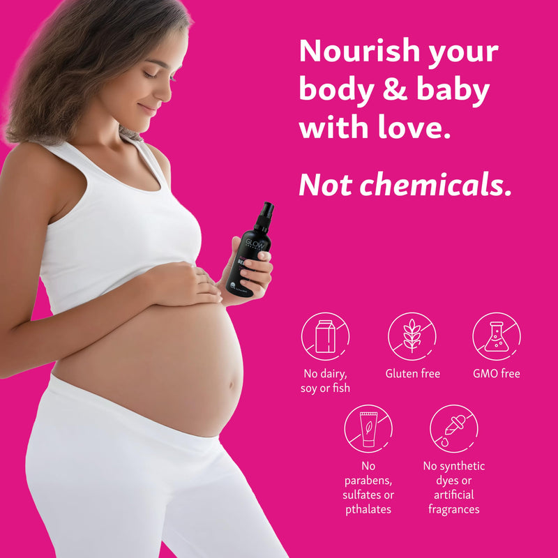 [Australia] - Glow Organics Belly Oil for Pregnancy, Prevents Stretch Marks & Scars, Organic Maternity Skincare, Fast-Absorbing, Pregnancy Safe Daily Ritual, 95ml 
