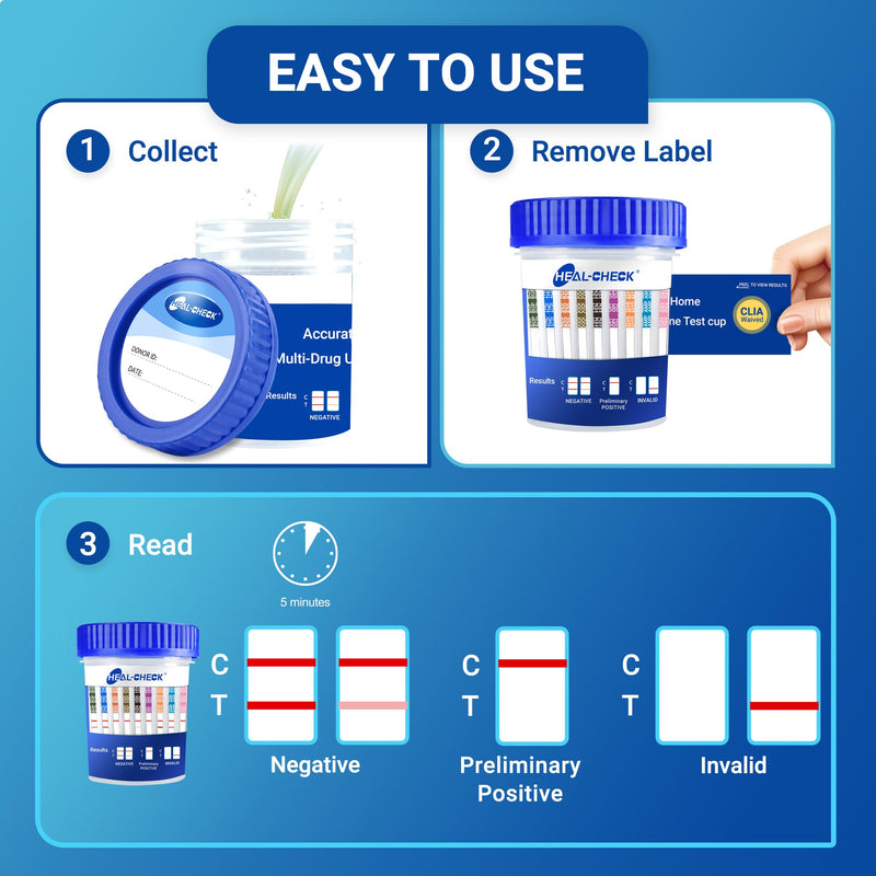 [6 Pack] HEAL-CHECK 16 Panel Drug Test Kit with Fentanyl for Home,Workplace | Multi Drug Test Cup, Screens THC FEN AMP BUP BAR BZO COC MET MDMA OPI MTD OXY PCP PPX TCA TML, Covers More Drug Classes Test 6 PACK