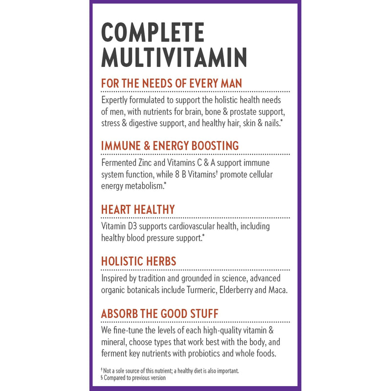 New Chapter Every Man's One Daily Multivitamin - Supports Immune, Energy & Bone Health - Contains Fermented Ingredients, Organic Vegetables & Herbs - Vegetarian, Kosher & Gluten-Free - 96 Tablets 96 Count (Pack of 1)