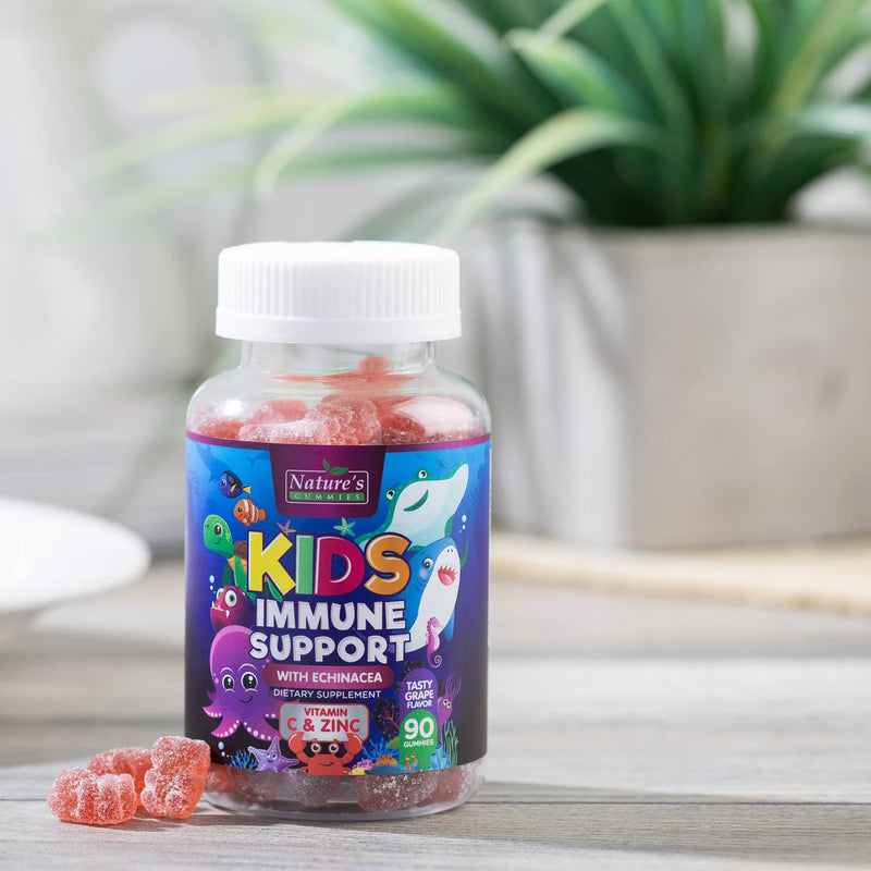 [Australia] - Kids Immune Support Gummies with Vitamin C, Zinc & Echinacea, Gluten Free & Non-GMO Chewable Immune Support for Kids Gummy, Daily Childrens Immune Support Vitamins, Vegan, Berry Flavor - 90 Gummies 