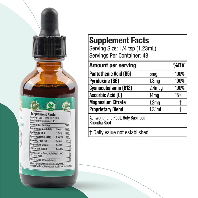 [Australia] - Active Adrenal - Advanced Adrenal Support Tincture - Liquid Delivery for Better Absorption - Ashwagandha, B-Vitamins, Magnesium and More 