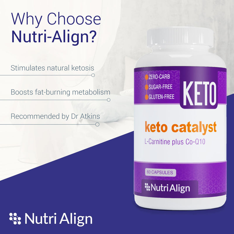 Nutri-Align Keto Catalyst: L-Carnitine & CoQ10 | Supports Natural Ketosis, Fat Burning & Energy | No Exogenous Ketones | Keto Diet Supplement for Men & Women | 60 Capsules