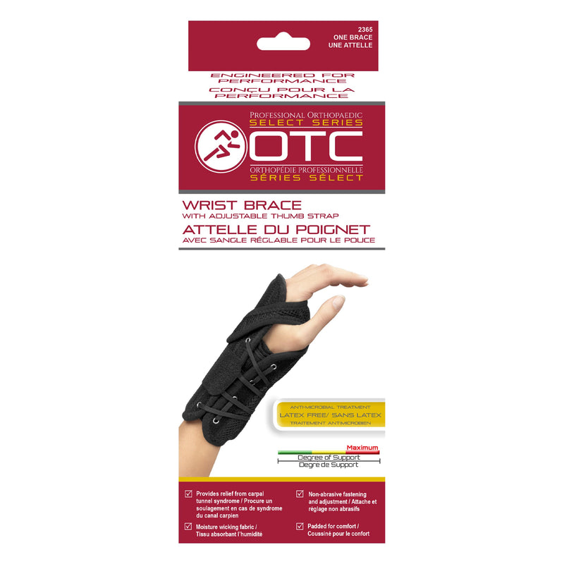 [Australia] - OTC Wrist Brace, Adjustable Thumb Strap Support for Hand Pain Relief, Black (Left Hand), Medium 