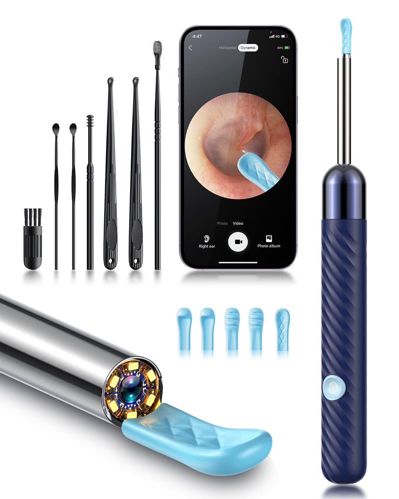 [Australia] - Ear Wax Removal Tool Camera - Ear Wax Removal Kit - Ear Cleaner with Camera - 1080P HD Ear Camera with 6 Ear Spoon - Ear Cleaner for iOS & Android Deepblue 
