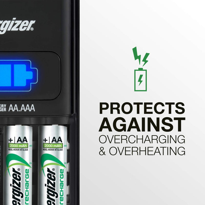 Energizer AA/AAA 1 Hour Charger with 4 AA NiMH Rechargeable Batteries (Charges AA or AAA batteries in 1 hour or less) - Packaging May Vary Battery Charger 1 COUNT