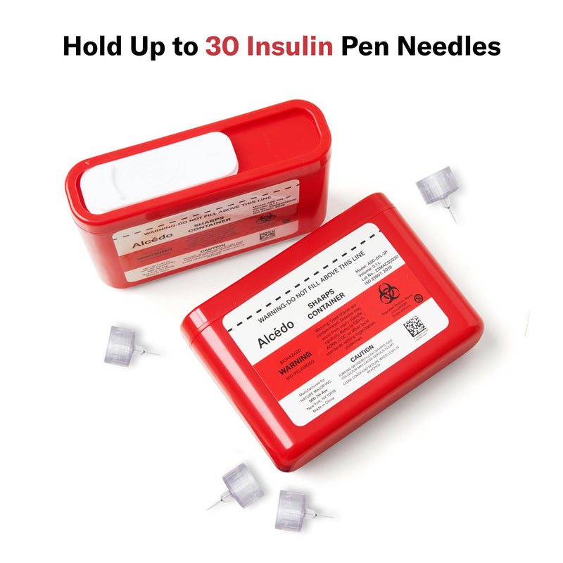 Alcedo Portable Sharps Container for Travel and Home Use (5-Pack), Small 0.1L Container for Diabetes Insulin Pen Needle Disposal, Mini Sharps Box, Medical Grade 5