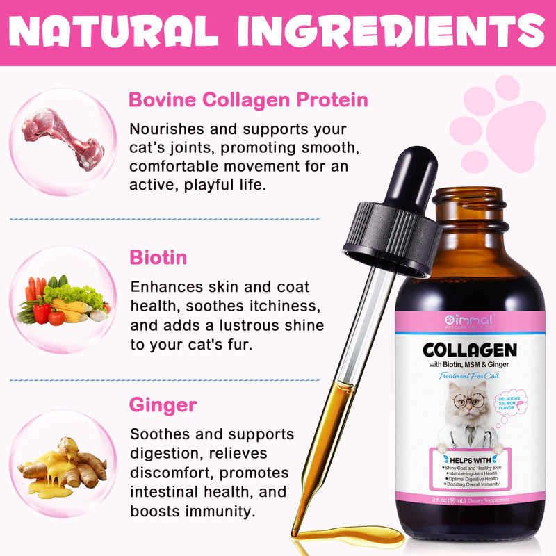 Collagen Dietary Supplement For Cats,60ml Collagen And Msm Can Nourish And Support Your Pet'S Joints,Strengthen Bones And Enhance Joint Lubrication,Anti-Inflammatory,Enhance Immunity