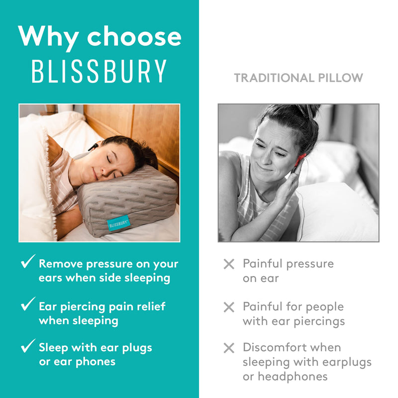 BLISSBURY Mini Ear Hole Pillow | Amazing for Piercing Recovery | Ear Cartilage Soreness | Bundled with Extra Pillow Case