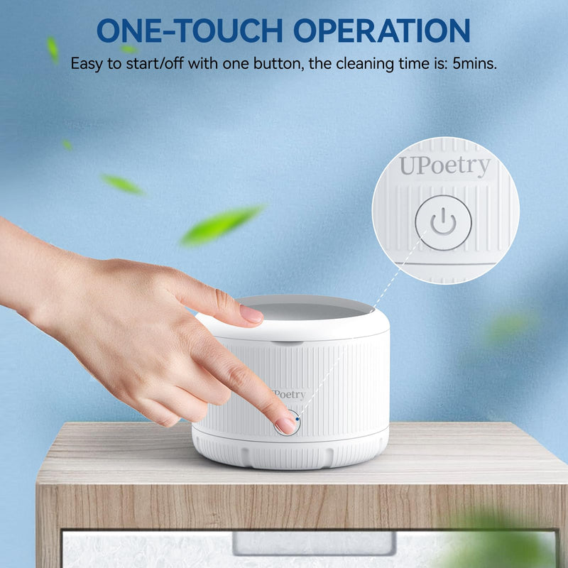 [Australia] - Retainer Cleaner Machine - Ultrasonic Retainer Cleaner, Dental Cleaning Pod for Braces, Dentures, Pacifiers, Mouth Guards, Jewelry & Toothbrush Heads, 150ml Portable Cleaning Machine 