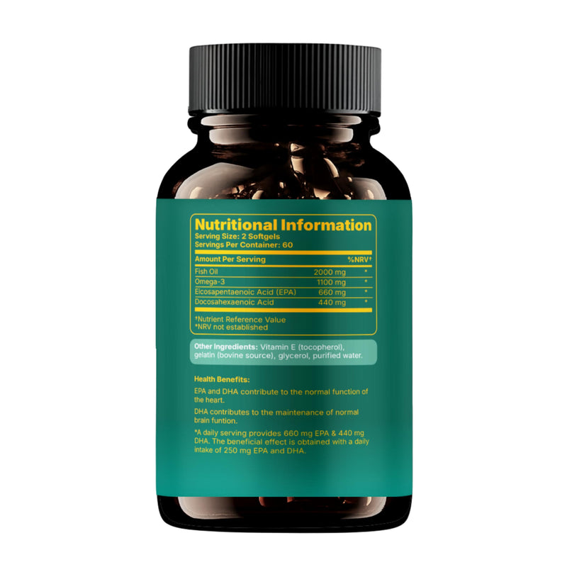 Omega-3 Fish Oil Complex 2000mg – 120 Softgels | High Strength with 660mg EPA & 440mg DHA per Daily Serving | Wild Fish Oil | Food Supplement | 2 Months Supply