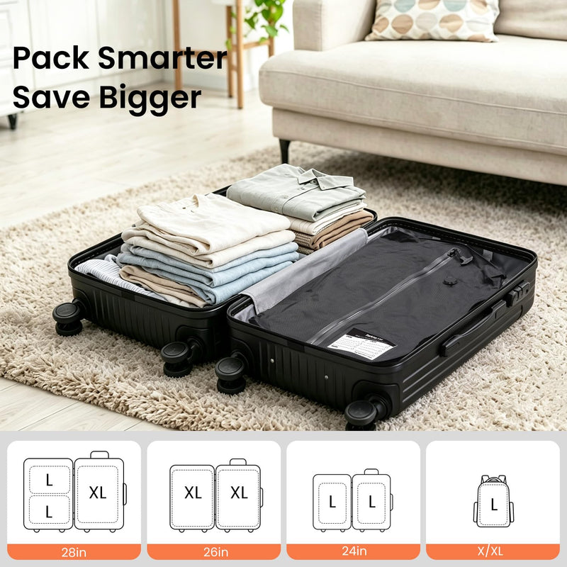 BAGAIL TPU Travel Vacuum Bags with Tag Pocket, IPX8 Waterproof Zipper, Reusable Space Saver Bags for Suitcase and Backpack (L+pump) L-With Pump