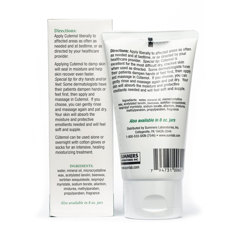 Cutemol Emollient Moisturizing Cream - Serious Moisturizer Lotion Balm for Recovering Dry, Damaged Skin - Hydration for Cracked Hands and Feet, Eczema, Psoriasis, and Raw Skin (2 oz) Emollient Moisturizing Cream - 2oz