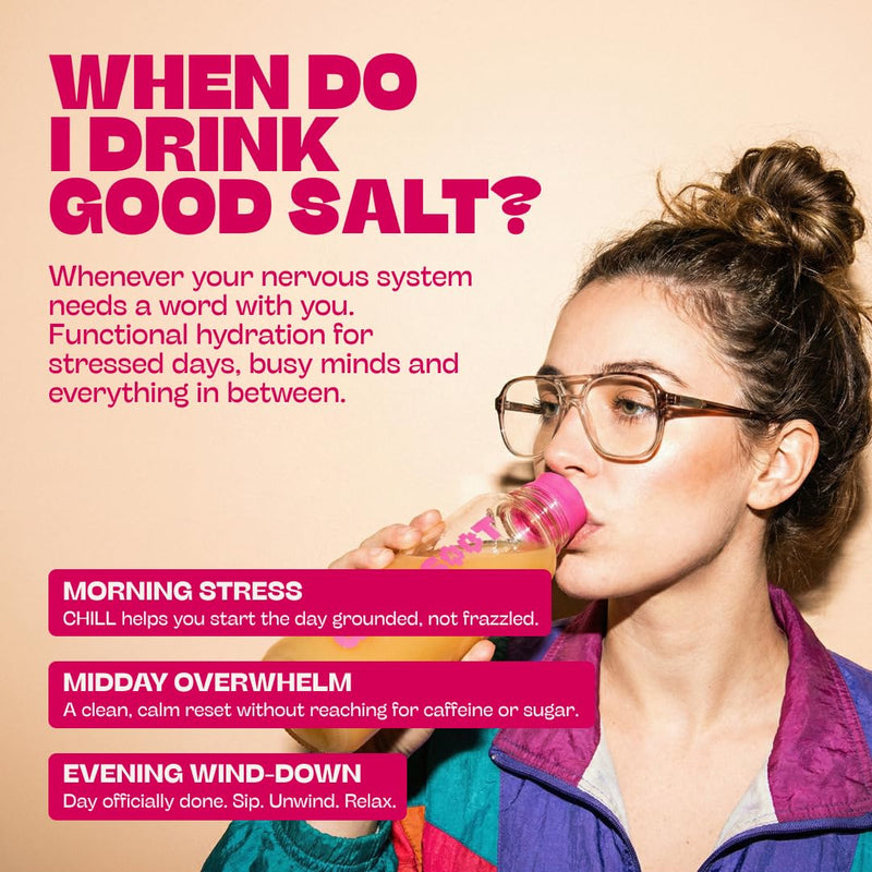 Chill Electrolytes Unwind Hydration, 26 x Premium Electrolyte Drinks, Mixes & Convenient Electrolyte Sachets for De-Stress Hydration, Energy Stress Rehydration Sugar Free (Lemonade) Lemonade