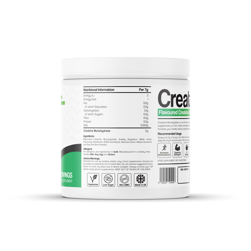 Ultimate Creatine Monohydrate | 250g Bulk Creatine Powder | 50 Servings | Boost Performance & Brain Function | Creatine Bulk (Green Apple Flavour) Green Apple