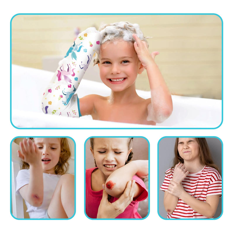 [Australia] - Kids Cast Cover for Shower Arm ‚Äì Waterproof Arm Sleeve with Leak-Proof Silicone Seal ‚Äì Reusable Unicorn Design for Children (Fits Arms up to 17.3‚Äù Long & 6.7‚Äì8.7‚Äù Circumference, Ages 4‚Äì9) 