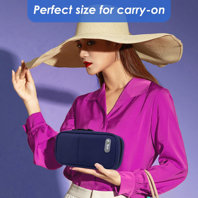 [Australia] - YOUSHARES Insulin Cooler Bag with 2 Ice Packs - 21*11.5*6CM Portable but Large Capacity Medication Case for Diabetics Keep Supplies Safe and Cold Diabetes Bag (Navy Blue) Y10-Navy Blue 