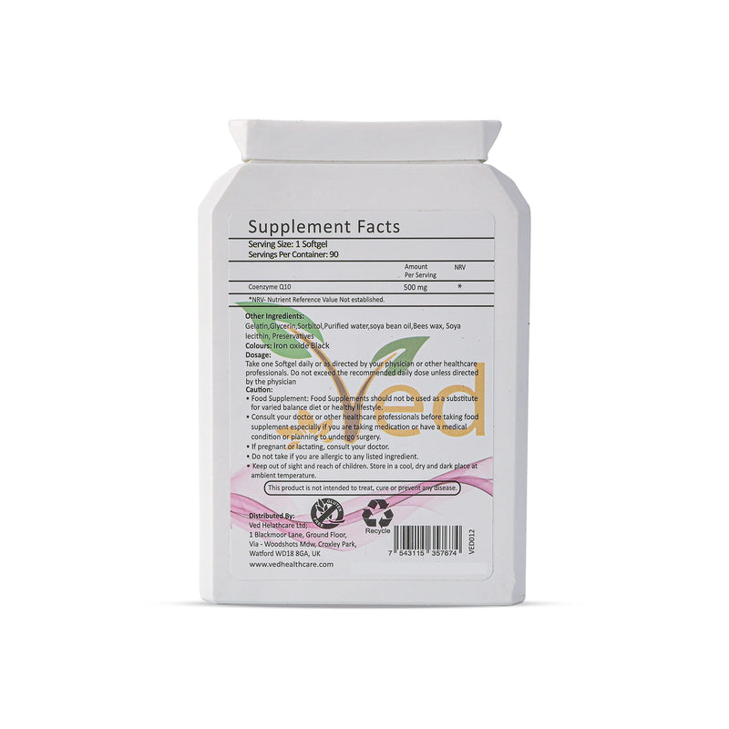 [Australia] - VED Co-Enzyme Q10 | Ubiquinone of the highest strength | Superior natural formula | Promoting cellular energy | | 500 mg 90 soft capsules 