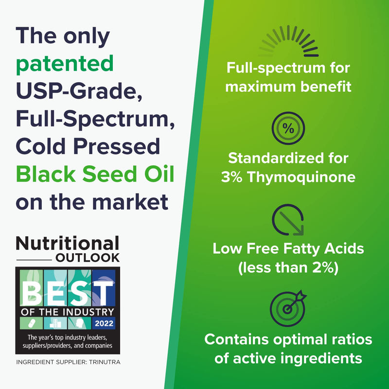 [Australia] - Cold Pressed Black Seed Oil | Only Patented USP-Grade Clinically Researched, Full-Spectrum, Cold Pressed Black Seed Oil | Standardized to 3% Thymoquinone | Low in Free Fatty Acids 1 