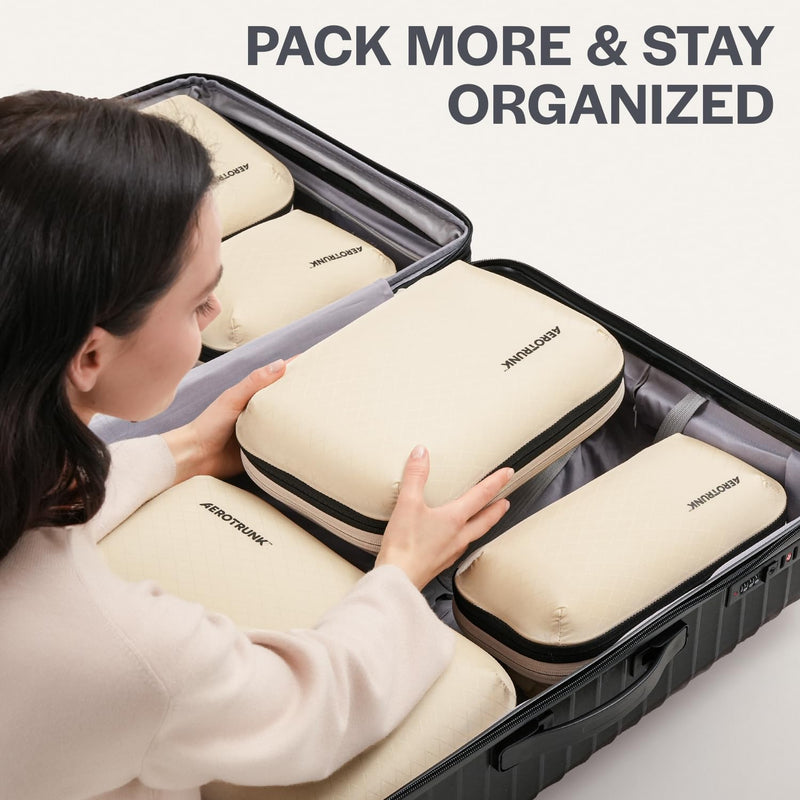 Ultralight Compression Packing Cubes for Travel, 6-Pack, Black | Pack 2x more clothes, Maximize luggage space, YKK Compression zippers, Stay organized, Ultralight travel organizer bags