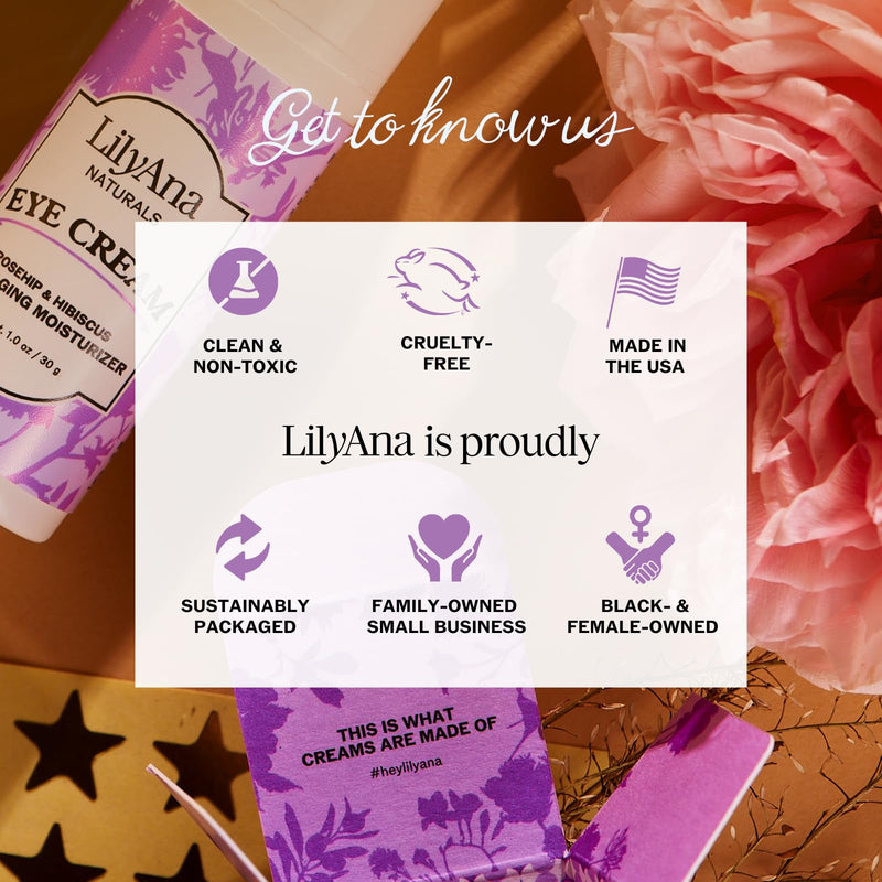 [Australia] - LilyAna Naturals Eye Cream for Dark Circles and Puffiness, Under Eye Cream for Wrinkles and Bags, Anti Aging Eye Cream helps Improve Dryness; for Sensitive Skin - 1.7 oz - Made in USA Bottle 1.7 Ounce (Pack of 1) 