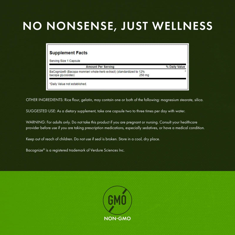 [Australia] - Swanson Bacopa Monnieri Extract Bacognize 250 Milligrams 90 Capsules 