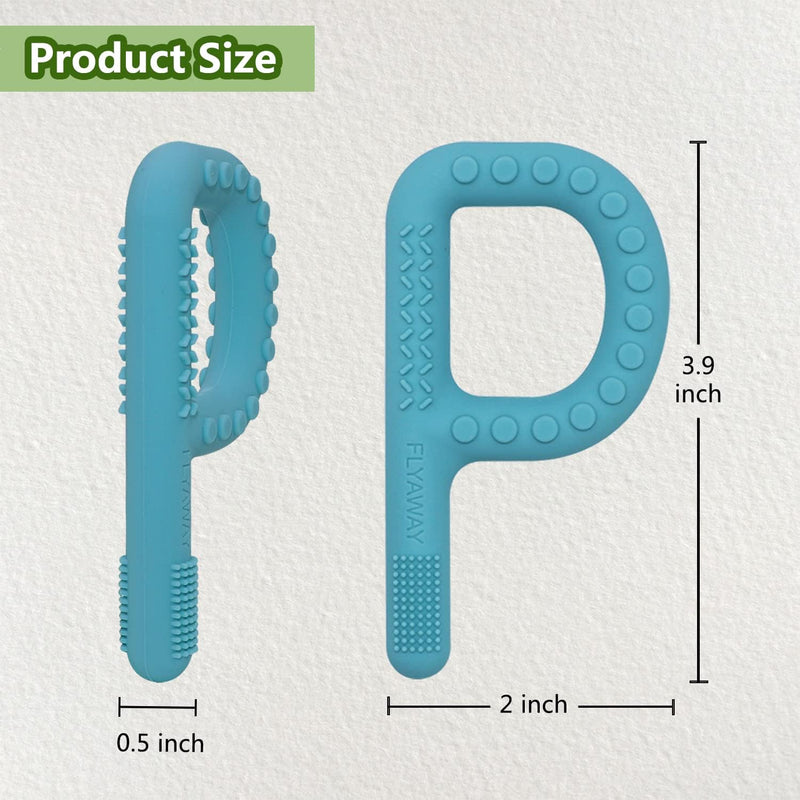 [Australia] - Sensory Chew Toys for Autistic Children 4 Pack, P Shape Sensory Toys for Toddlers 1-3 Chew Necklaces for Kids Adults with ADHD SPD, Silicone Teething Toys for Baby Oral Motor Stimulation Blue/Khaki/Green/Gray 
