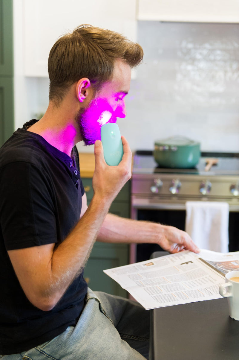 reVive Essentials Acne Device, FDA-cleared Red & Blue Light Acne Tools, Medspa Quality LED Light Therapy Products, Portable Triangular Design Face Tools for Skincare, Battery or USB Power Mini