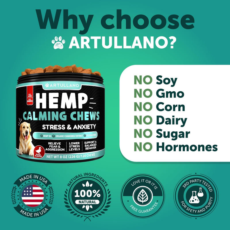 Hemp Calming Chews + Wild Alaskan Salmon Oil for Dogs Bundle - Advanced Dog Calming Chews - Anxiety Relief Treats - Dog Anxiety Relief - Hip and Joint Support - Salmon Oil for Dogs Skin and Coat - PawsPlanet Australia