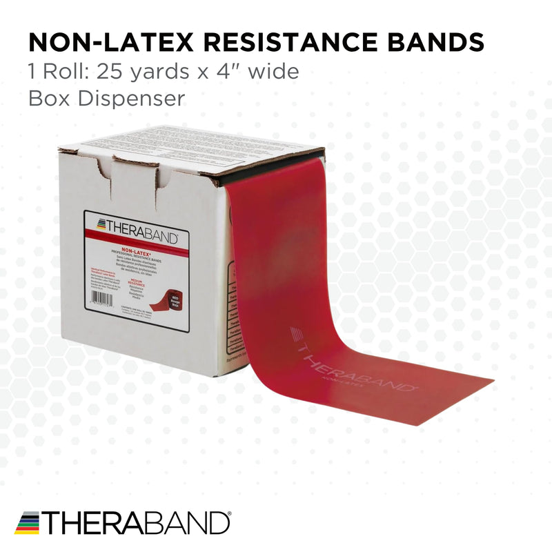 [Australia] - THERABAND Resistance Band 25 Yard Roll, Non-Latex Professional Elastic Stretch Bands for Upper & Lower Body Exercise Workouts, Physical Therapy, Lower Pilates, Flexibility, & Rehab, Dispenser Box Red - Medium 