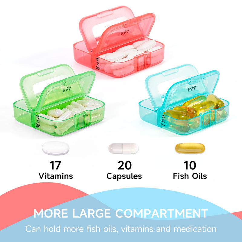 [Australia] - Zoksi Weekly Pill Organizer 2 Times a Day, Rainbow 7 Day Pill Box, Daily Am Pm Pill Organizer, Portable Case for Fish Oils, Vitamin, Supplement A-clear 