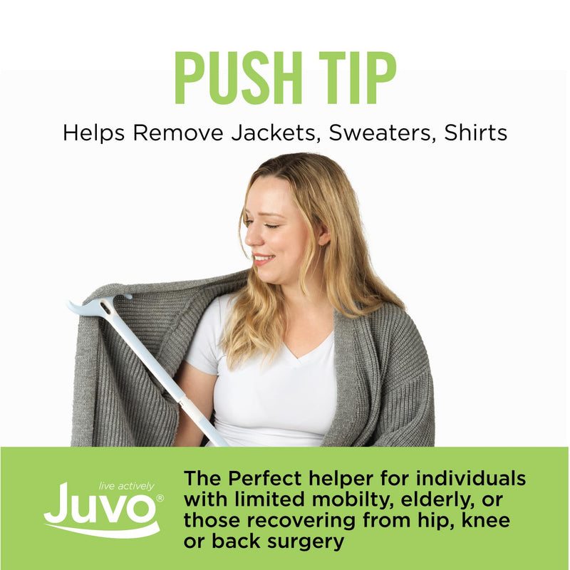 [Australia] - Juvo Products 25” Two-in-One Dressing Stick and Shoehorn for Elderly, Disabled, Limited Mobility – Ideal for Hip Replacement, Back, Shoulder Surgery Recovery – Helps with Getting Dressed, Shoes 
