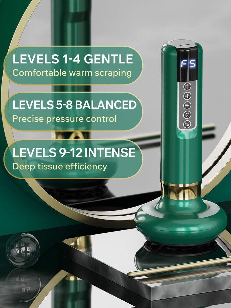 [Australia] - Handheld Cupping Massager with 12 Adjustable Suction Levels, Rechargeable Cordless Design for Lymphatic Drainage and Anti Cellulite Tool, Cellulite Remover for Legs, Arms, Shoulders 