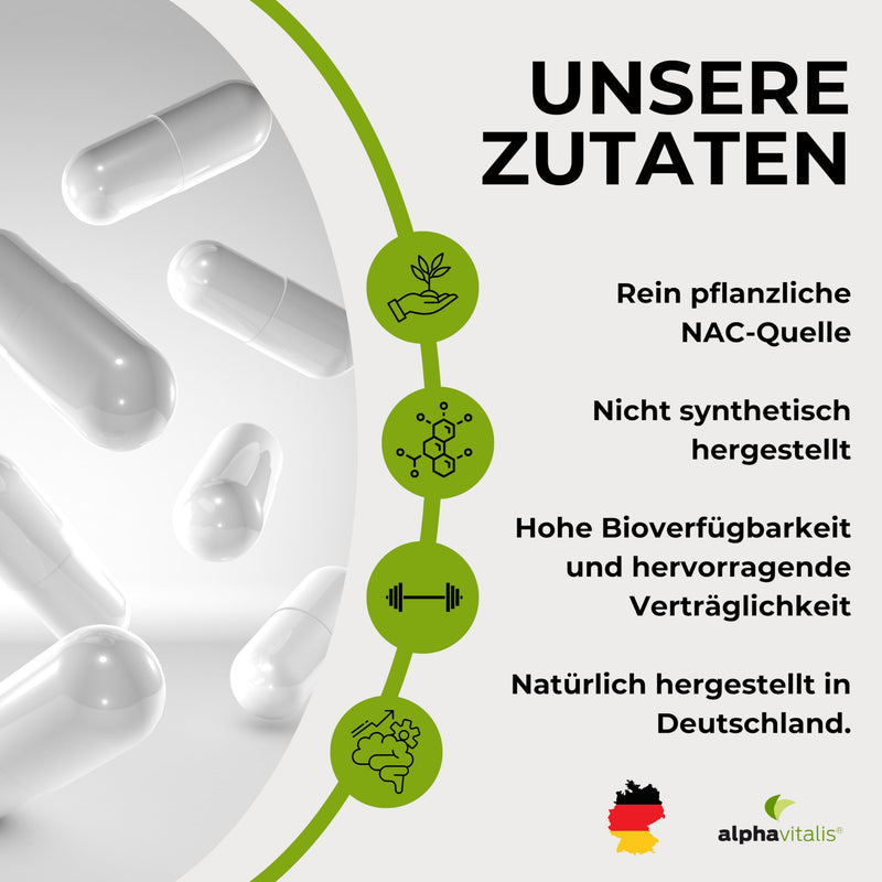 [Australia] - NAC 800 capsules - 180 pieces with N-acetyl-L-cysteine - high dosage & vegan - high bioavailability and tolerability - best quality from Alphavitalis 