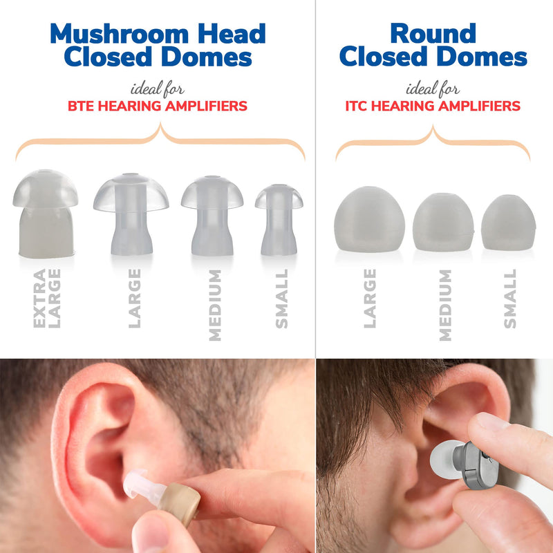 Hearing Aid Domes - Universal Domes for Hearing Aids - Sizes Small, Medium, Large & X-Large Earbud Replacements and BTE Hearing Sound Amplifiers, 2 Pack 1 count (Pack of 78)
