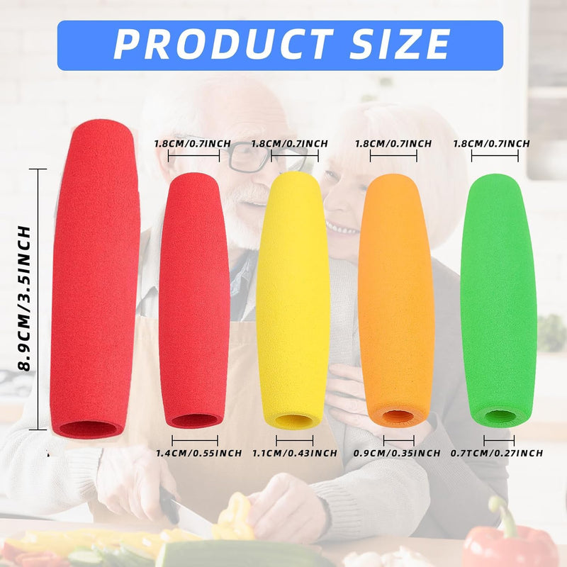 [Australia] - 8-Pack Foam Grip Tubing for Utensils - 4 Sizes No-Cut Utensils Adaptive Grip Handle for Utensils Tools & Pens - Built up Tubing Padding Grips Aid for Elderly, Disabled, Arthritic, Handicapped 