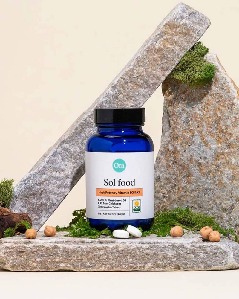 Ora Organic Vitamin D3 5000IU + K2 - Vegan Vitamin D from Lichen and K2 from Chickpeas for Bone Health, Immune Support, & Mood, Maximum Absorption - 1 Month Supply, 30 Chewable Tablets (Pack of 2) 1 Count (Pack of 60) Organic Tablets - 5000 IU