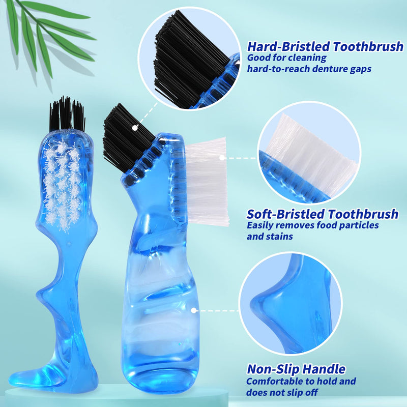 [Australia] - Annhua Denture Cup Bath Box Case with Mirror and Cleaning Brush, Denture Container with Brush Retainer Cleaning Case Mouth Guard Storage Soaking Cup Holder for Travel, Office, Household Use 