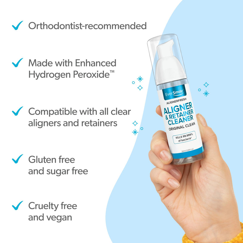 [Australia] - EverSmile AlignerFresh Original Clean Foam – Cleaner Compatible w/Invisalign and All Clear Aligners & Retainers – Eliminates Bacteria, Whitens Teeth, Fights Bad Breath – 50ml (4 Pack) 1.69 Fl Oz 4 Pack 