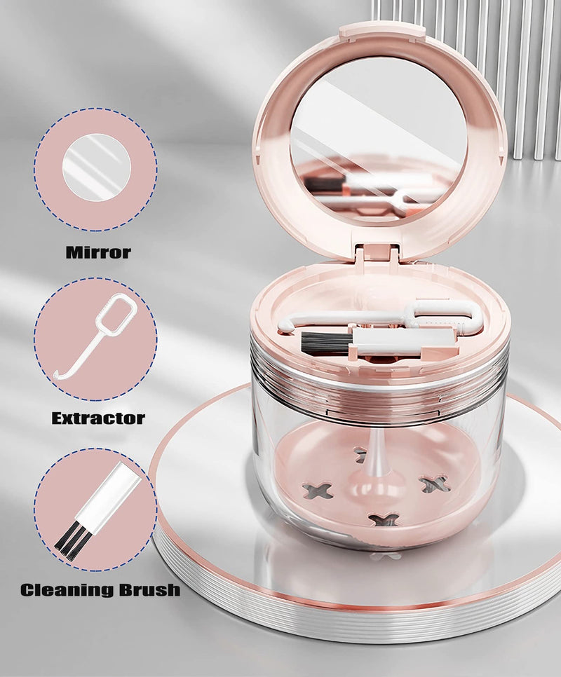 [Australia] - MURRI&MURRDI Retainer Case, Denture Bath Box with Strainer Basket, Mouth Guard Case, Braces Cleaner Cup, Cute Denture Holder Retainer Storage Soak Container for Travel (Pink) Pink 