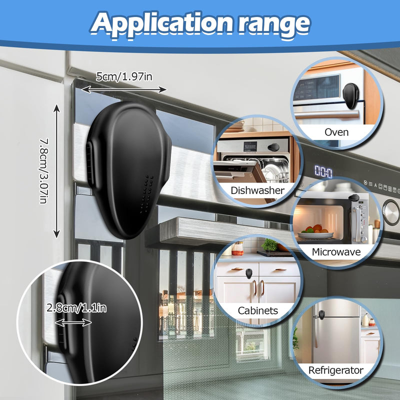 [Australia] - Oven Lock Child Safety (2Pack), Childproof Oven Door Lock, MCOTOP Oven Safety Lock, Heat-Resistant Material no Tools Need or Drill, Oven Door Lock Child Safety Easy to Install (Black) BLACK-2 Pack 