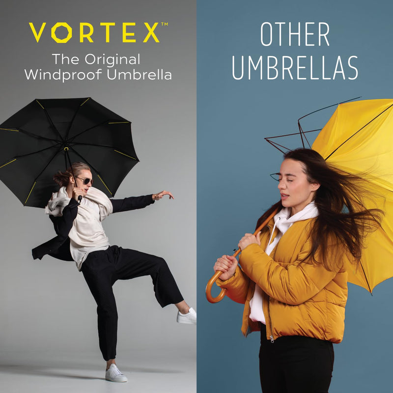 ShedRain Vortex Windproof Compact Travel Umbrella, Auto Open Close Vex Black 43"Arc