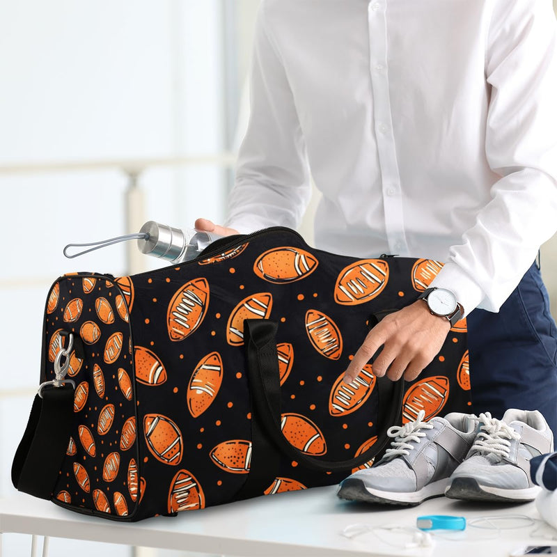 Football Sport Duffle Bags Kid Overnight Weekender Bags Travel Gym Carry On Tote Bag Water Resistant Foldable Sleepover Bag Color-A02