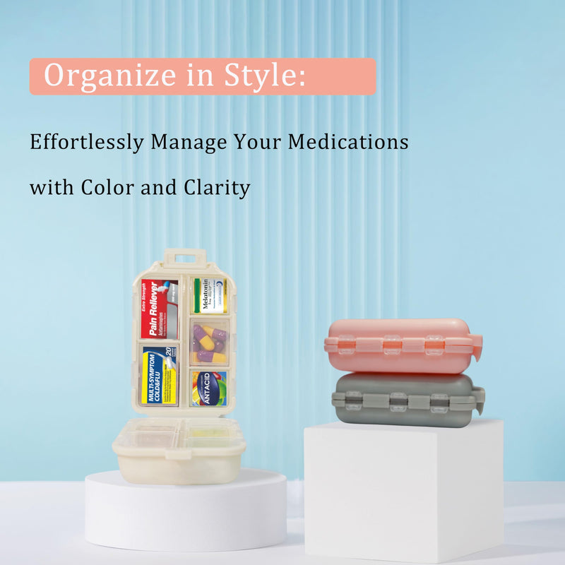 Large Pill Organizer with 146 Medicine Labels, Pink Travel Pill Case | Large 10-compartment pill case with 146 labels for vitamins, supplements, daily meds, 7-day planning, work, travel, and home 1 Pack (Large)