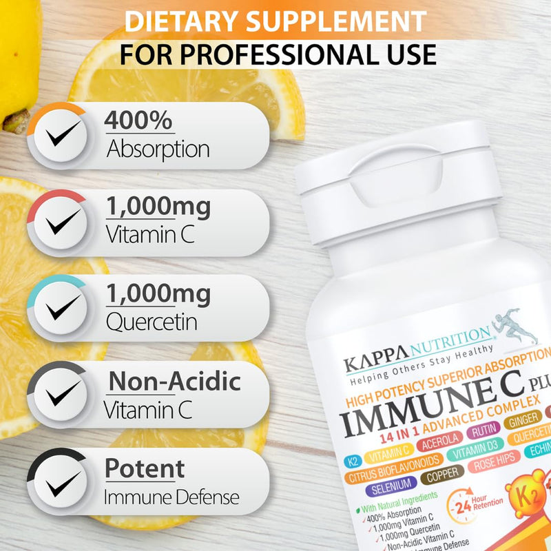 [Australia] - Quercetin 1,000mg, Vitamin C 1,000mg, Zinc 50mg, Vitamin D3 5,000iu, Selenium, Copper, Acerola, Ginger, Rutin, Bitter Orange, Rose Hips, Echinacea, Immune C Plus, 14 in 1 Immune C Plus (120 Count) 120 Count 