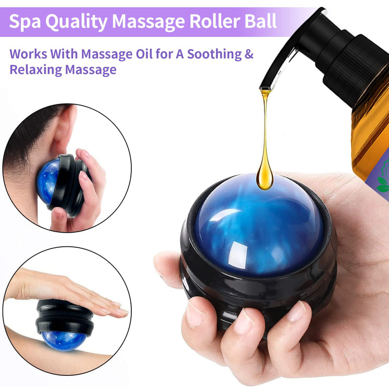 [Australia] - 3 Pack Massage Oil for Massage Therapy,Sore Muscle Oil Arnica Oil & Lavender Oil Massage Oil for Date Night & Ginger Oil for Lymphatic Drainage-Relaxing Massage Gifts Kit with Roller Massage Ball 