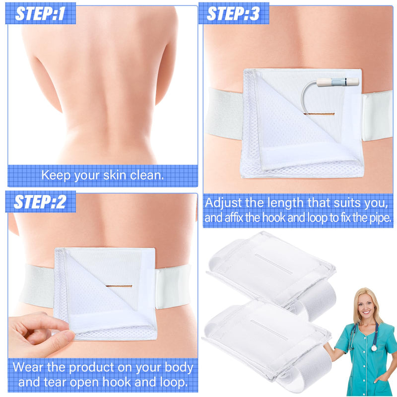[Australia] - Tondiamo 2 Pcs Feeding Tube Holders Elastic PEG Feeding Tube Belt G Belt for Gastrostomy J PEG Peritoneal Dialysis Abdominal Pouch Pad Accessories, Adjustable and Washable, 28-43 Inch Waist 